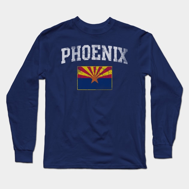 Vintage Phoenix Arizona Flag Arizonian Home Love Long Sleeve T-Shirt by E